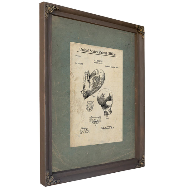 Us Patent No. 523568 Boxing Glove by Oa Burton July 24 1894 — Bourbon Framed Canvas Print | Bella Frye