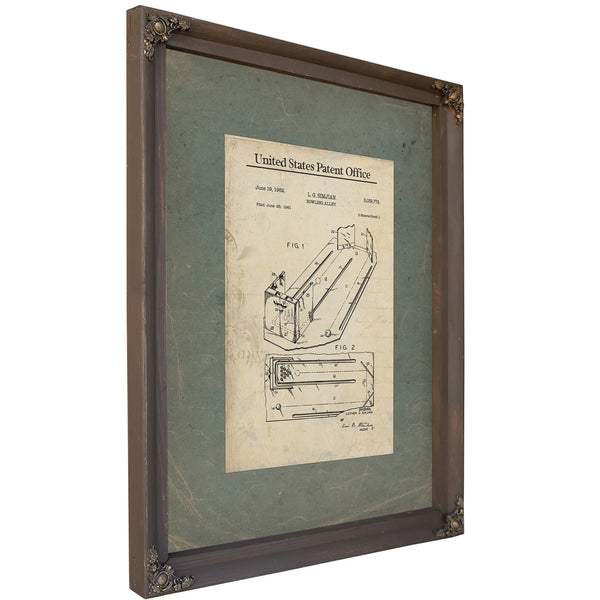 Us Patent No. 339772 Bowling Alley by Luther G Simjian June 19 1962 — Bourbon Framed Canvas Print | Bella Frye