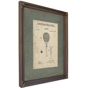 United States Patent No. 472659 Tennis Racket by C Mailings April 12 1892 — Bourbon Framed Canvas Print | Bella Frye