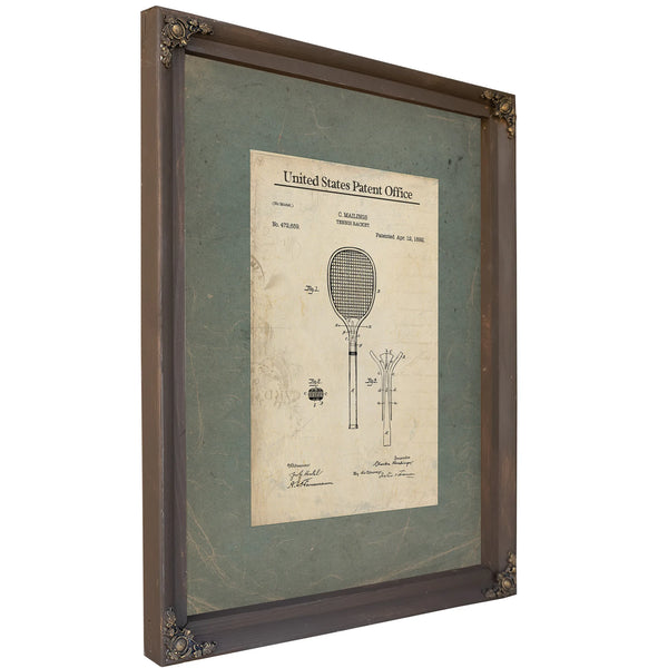 United States Patent No. 472659 Tennis Racket by C Mailings April 12 1892 — Bourbon Framed Canvas Print | Bella Frye
