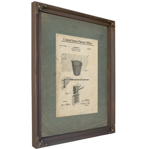 Us Patent No. 1522957 Basketball Goal by B Kennedy January 13 1925 — Bourbon Framed Canvas Print | Bella Frye