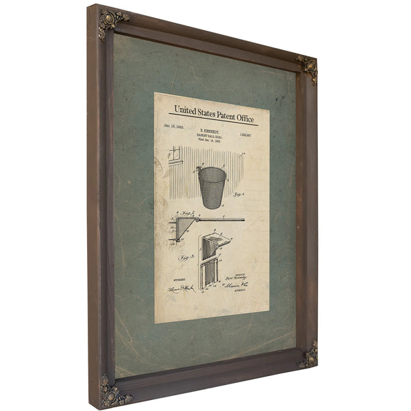 Us Patent No. 1522957 Basketball Goal by B Kennedy January 13 1925 — Bourbon Framed Canvas Print | Bella Frye