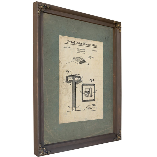 Us Patent No. 245492 Baseball Base by John P Corbett (1946) — Bourbon Framed Canvas Print | Bella Frye