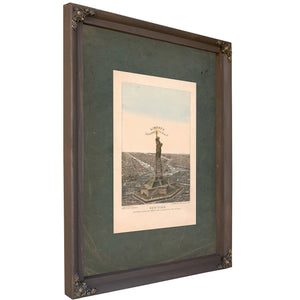 New York Bartholdi Statue of Liberty Erected on Bedloes Island in New York Harbor 1885 — Bourbon Framed Canvas Print | Bella 