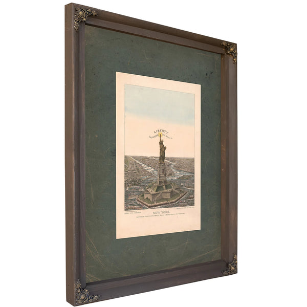 New York Bartholdi Statue of Liberty Erected on Bedloes Island in New York Harbor 1885 — Bourbon Framed Canvas Print | Bella 