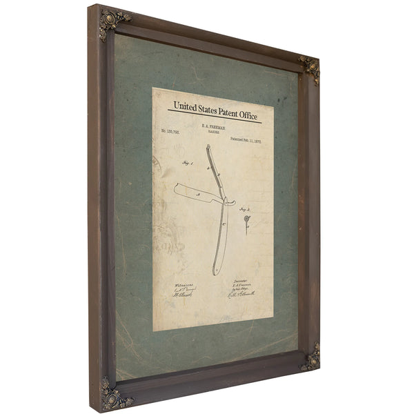 The Barbers Edge Freeman Straight Razor Patent of 1873 — Bourbon Framed Canvas Print | Bella Frye
