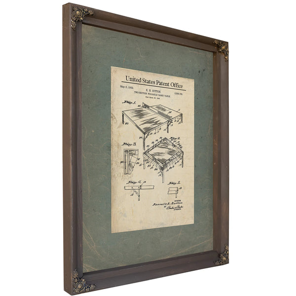 Us Patent No. 2595725 Two Section Foldable Game Table (ping Pong Table) by Kenneth E Sutton 1952 — Bourbon Framed Canvas Prin