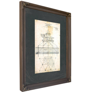 Love Point Lighthouse Blueprint Chesapeake Bay Sentinel Engineering Plans of 1871 — Bourbon Framed Canvas Print | Bella Frye