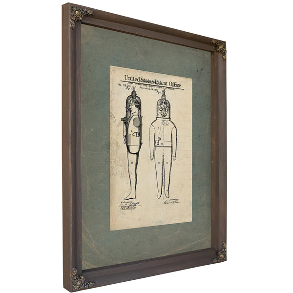 Us Patent No. 11921 Improvement in Diving Apparatus Armors by Charles Wilson September 19 1871 — Bourbon Framed Canvas Print 