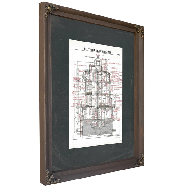 The Keepers Vigil Baltimore Lighthouse Architectural Cross Section — Bourbon Framed Canvas Print | Bella Frye