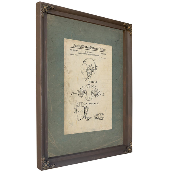 Us Patent No. 3454962 Ear Guard for Water Polo Players by Hw Hind July 15 1969 — Bourbon Framed Canvas Print | Bella Frye