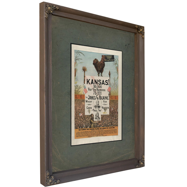 The Banner That Boosted Blaine and Locked the Logan Link 1884 — Bourbon Framed Canvas Print | Bella Frye