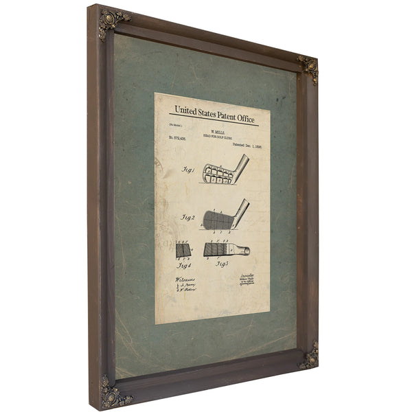 United States Patent No. 572436 Head for Golf Clubs by W Mills December 1 1896 — Bourbon Framed Canvas Print | Bella Frye