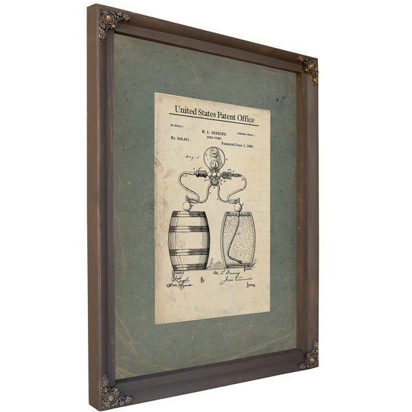 The Deering Beer Pump Patent Victorian Brewing Apparatus Blueprint — Framed Wall Art Room View | Bella Frye