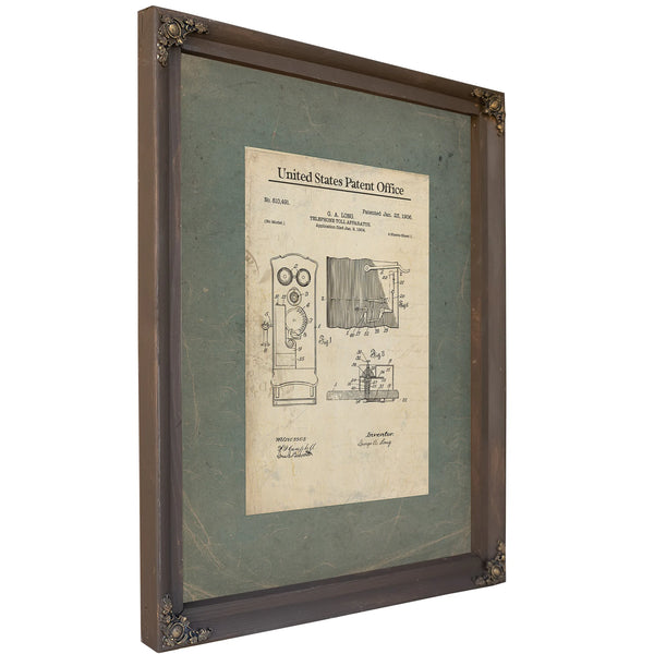 The Long Toll Apparatus — Patent Blueprint of the Coin Operated Telephone — Framed Wall Art Room View | Bella Frye