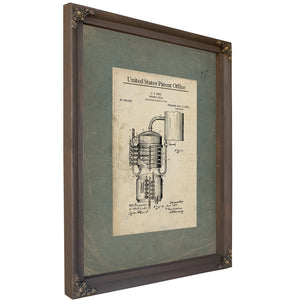 The Moonshiners Blueprint Patent Drawing of Forbidden Spirits — Bourbon Framed Canvas Print | Bella Frye