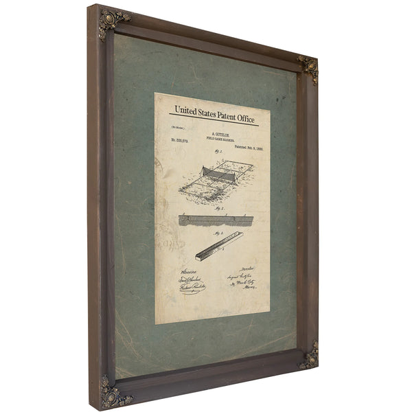 Us Patent No. 335579 Field Game Marker by a Gutzloe February 9 1886 — Bourbon Framed Canvas Print | Bella Frye