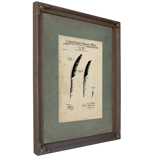 The Scriveners Final Instrument — Patent Drawing of the Quill Pen — Framed Wall Art Room View | Bella Frye