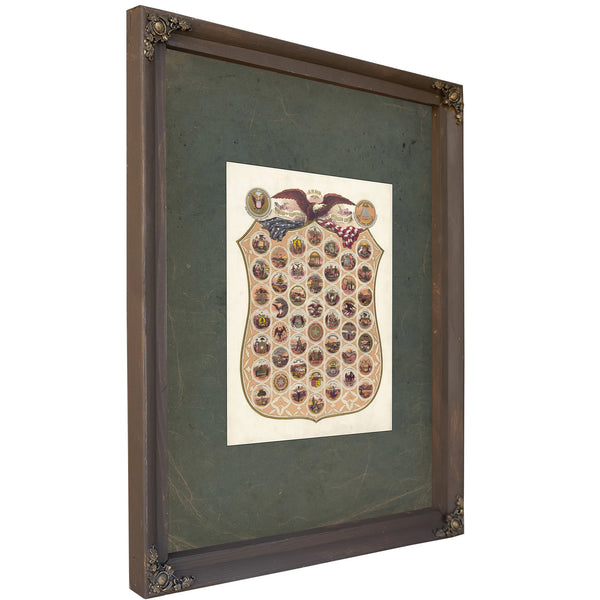 Arms of the States and Territories of the American Union 1876 — Bourbon Framed Canvas Print | Bella Frye