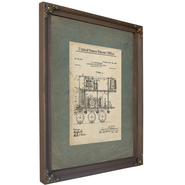 The Wittemann Brewing Apparatus Victorian Beer Finishing Patent Blueprint — Framed Wall Art Room View | Bella Frye
