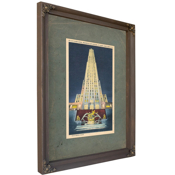 The Prometheus Tower Art Deco Monolith Rising From Manhattans Electric Night — Bourbon Framed Canvas Print | Bella Frye