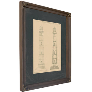 The Keepers Ascent Cape Henry Lighthouse Blueprint — Bourbon Framed Canvas Print | Bella Frye