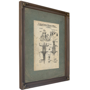 The Bertelli Apparatus Patent Blueprint for Carbonated Refreshment — Framed Wall Art Room View | Bella Frye