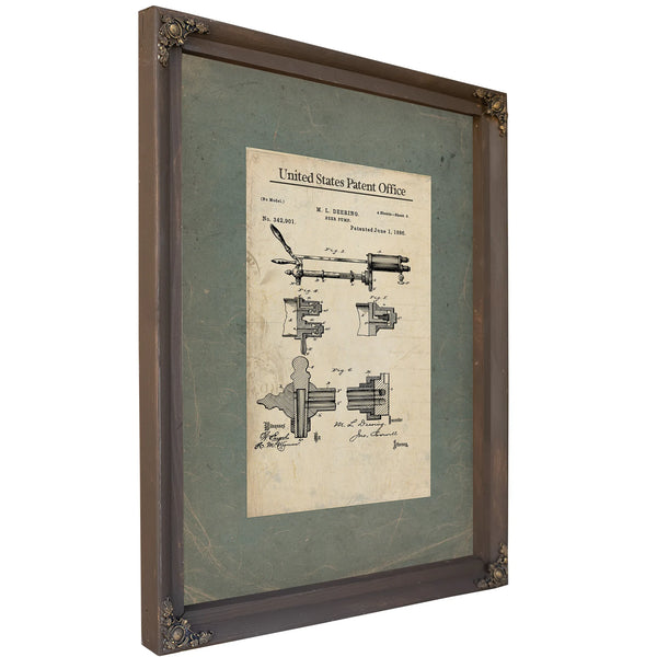 The Deering Beer Pump Patent Mechanical Drawings of Victorian Libation Engineering — Framed Wall Art Room View | Bella Frye
