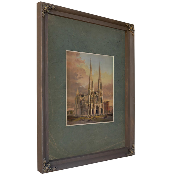 The New Cathedral Fifth Avenue New York 19th Century — Bourbon Framed Canvas Print | Bella Frye
