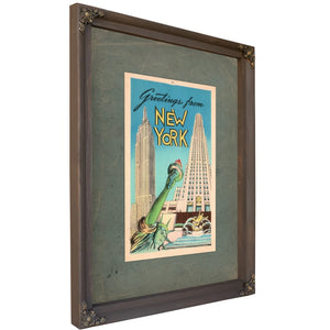 Lady Libertys Concrete Cosmos a Manhattan Postcard Relic — Bourbon Framed Canvas Print | Bella Frye