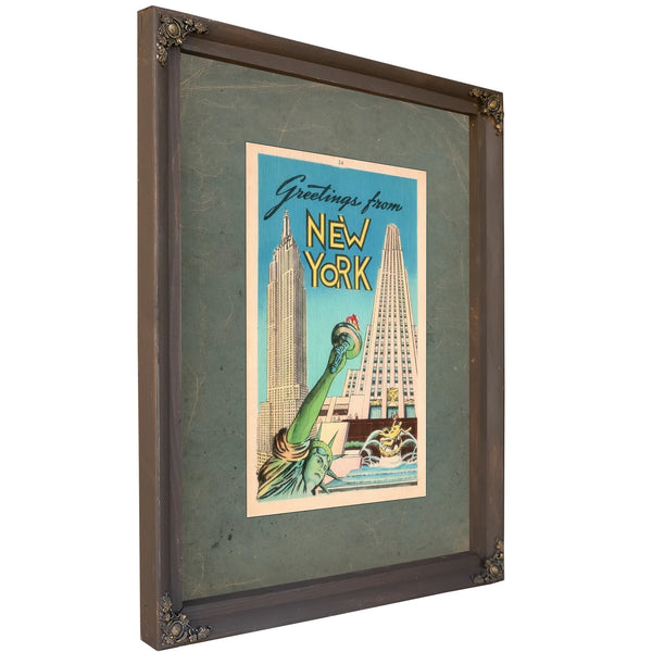 Lady Libertys Concrete Cosmos a Manhattan Postcard Relic — Bourbon Framed Canvas Print | Bella Frye