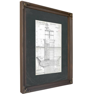 The Keepers Blueprint Chesapeake Bay Lighthouse Engineering Study — Bourbon Framed Canvas Print | Bella Frye