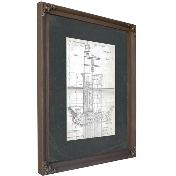 The Keepers Blueprint Chesapeake Bay Lighthouse Engineering Study — Bourbon Framed Canvas Print | Bella Frye