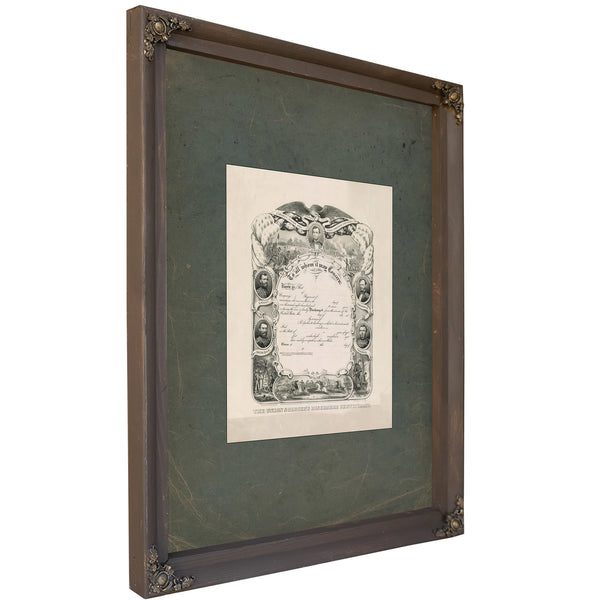 The Union Soldiers Discharge Certificate 1865 — Bourbon Framed Canvas Print | Bella Frye