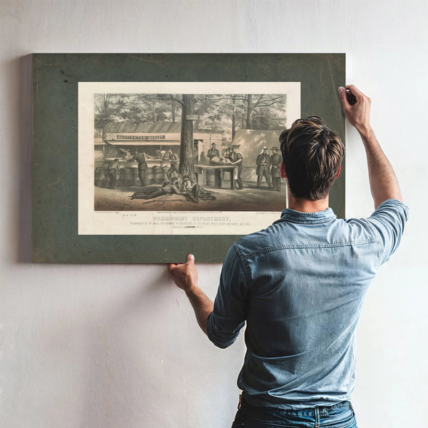 Commissary Department Encampment of the Mass 6th Regiment of Volunteers at T — Framed Wall Art Room View | Bella Frye