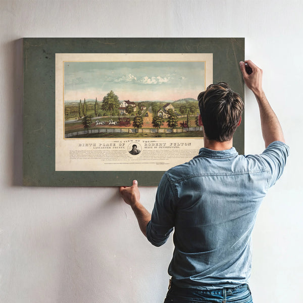 a View of the Birth Place of Robert Fulton Lancaster County State of Pennsylv — Framed Wall Art Room View | Bella Frye