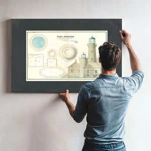 The Keepers Vigil Matinicus Rock Lighthouse Architectural Blueprint — Framed Wall Art Room View | Bella Frye