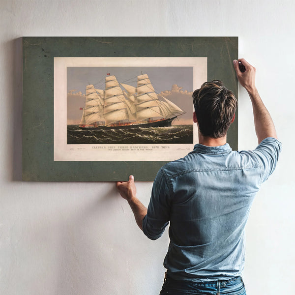 Clipper Ship Three Brothers 2972 Tons_ the Largest Sailing Ship in the World — Framed Wall Art Room View | Bella Frye