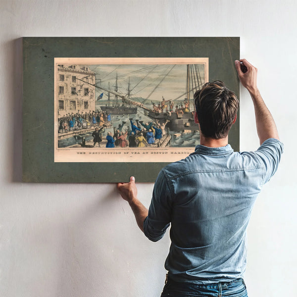 Destruction of Tea at Boston Harbor 1846 — Framed Wall Art Room View | Bella Frye