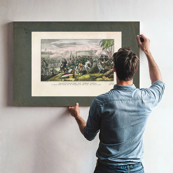 Capitulation of Vera Cruz the Mexican Soldiers Marching Out and Surrendering — Framed Wall Art Room View | Bella Frye