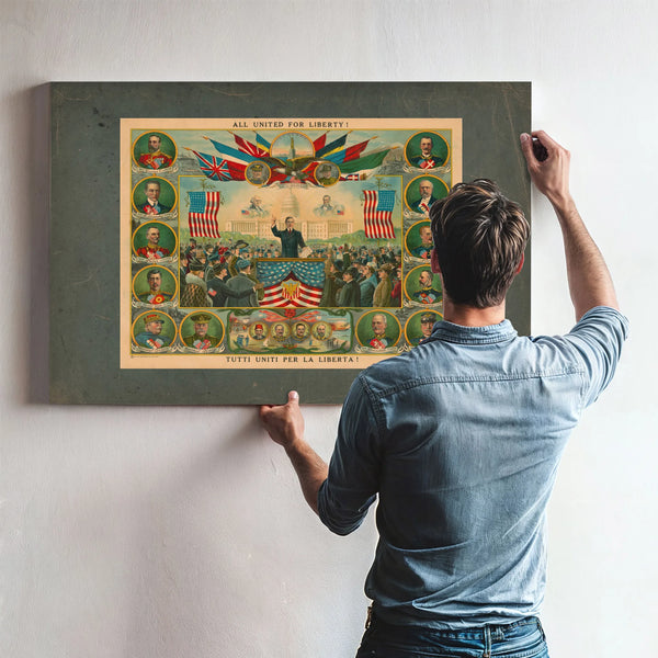All United for Liberty! 1917 — Framed Wall Art Room View | Bella Frye