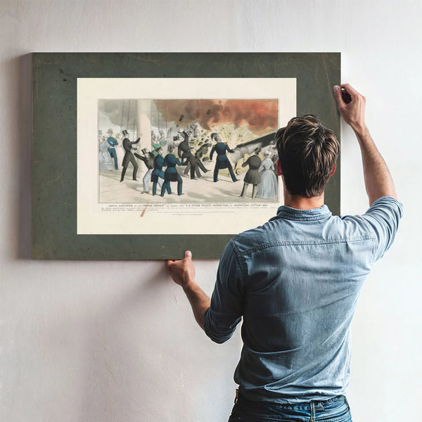 Awful Explosion of the Peace Maker on Board the Us Steam Frigate Princeton O — Framed Wall Art Room View | Bella Frye