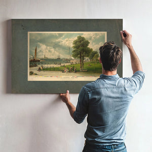 Castle Garden New York Showing Bartholdis Statue of Liberty 1887 — Framed Wall Art Room View | Bella Frye