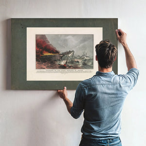 Burning of the Ocean Monarch of Boston in the English Channel August 24th 18 — Framed Wall Art Room View | Bella Frye