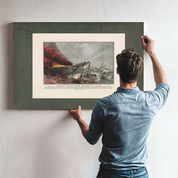 Burning of the Ocean Monarch of Boston in the English Channel August 24th 18 — Framed Wall Art Room View | Bella Frye