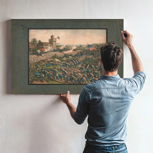Charge of the 24th and 25th Colored Infantry and Rescue of Rough Riders at S — Framed Wall Art Room View | Bella Frye