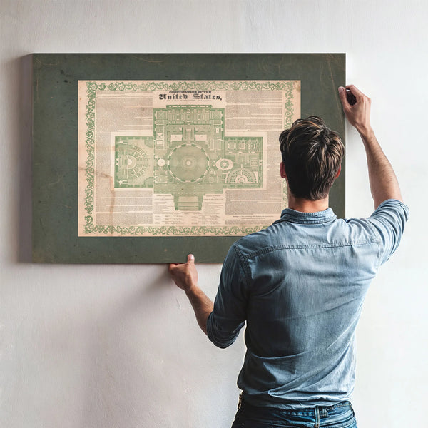 Constitution of the United States and a Plan of the Capitol at Washington 18 — Framed Wall Art Room View | Bella Frye