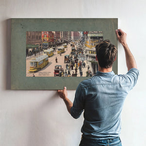 The Broadway Line Gilded Age Street Scene — Framed Wall Art Room View | Bella Frye