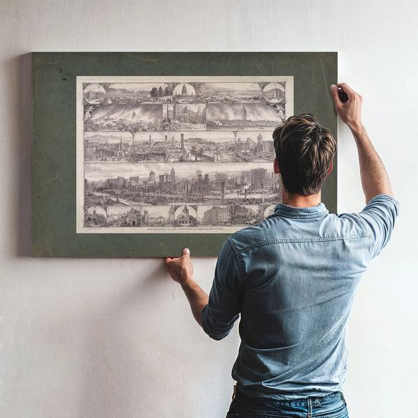 Destruction of San Francisco by Earthquake Fire 19th Century — Framed Wall Art Room View | Bella Frye