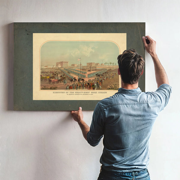 Execution of the Thirty Eight Sioux Indians at Mankato Minnesota December 25 — Framed Wall Art Room View | Bella Frye